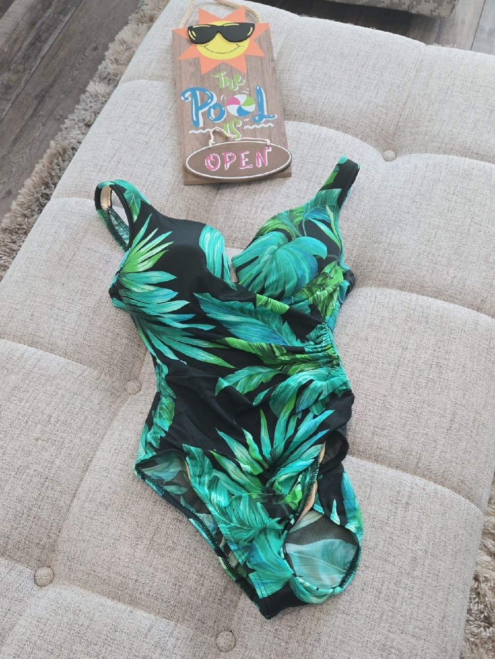 Miraclesuit Green and Black Tropical One-Piece Swimsuit